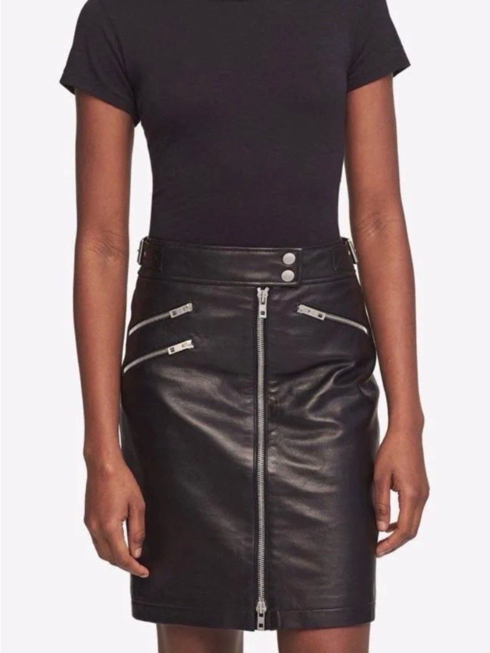 Brand new Rag & Bone black lambskin leather pencil skirt size 2
